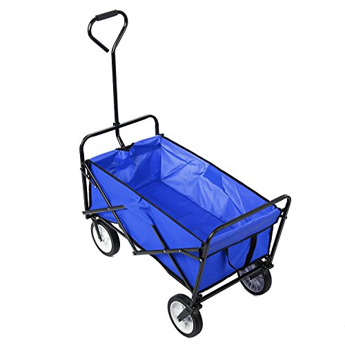 EazyGoods Folding Garden Trolley Cart, Polyester/Steel Frame, Blue, 87 ...